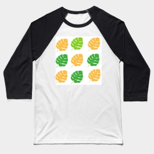 Green and orange leafy pattern Baseball T-Shirt